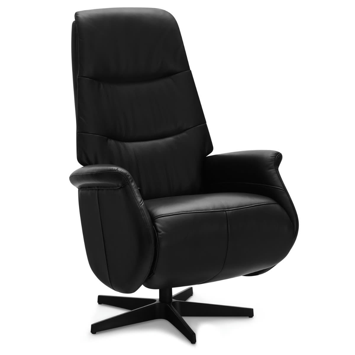 DELTA - Fauteuil relax pivotant en cuir noir