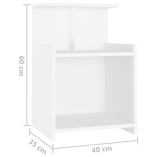 NNEVL Bed Cabinets 2 pcs White 40x35x60 cm Chipboard