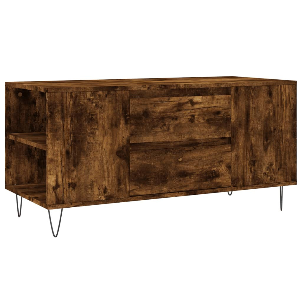 Stolik Kawowy Ława Stół Brązowy 102x44.5x50 Szuflady Przegrody Do Salonu