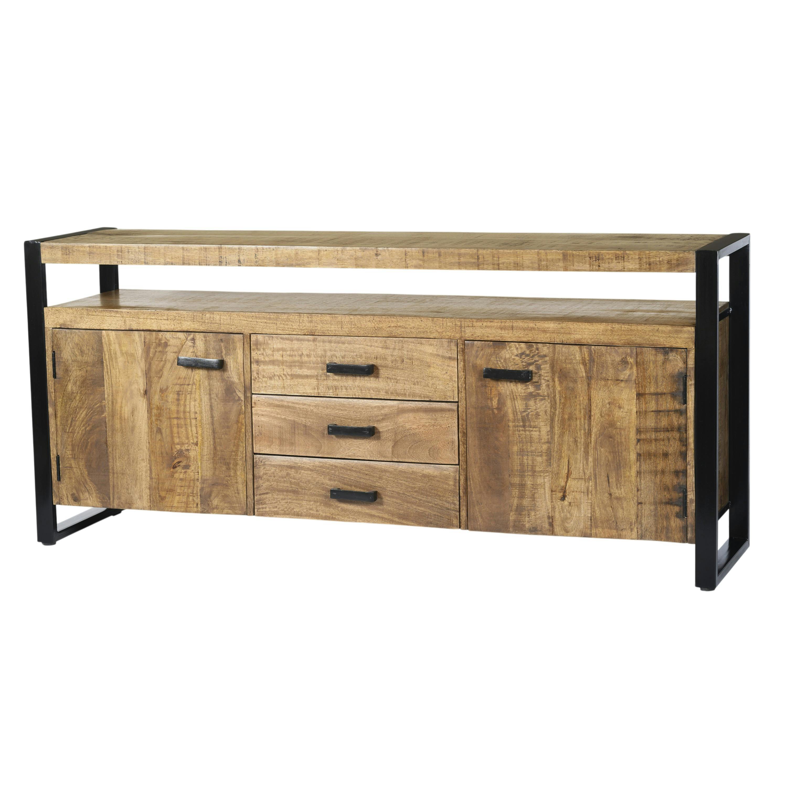 Buffet de salon bois métal à double plateau KARGO