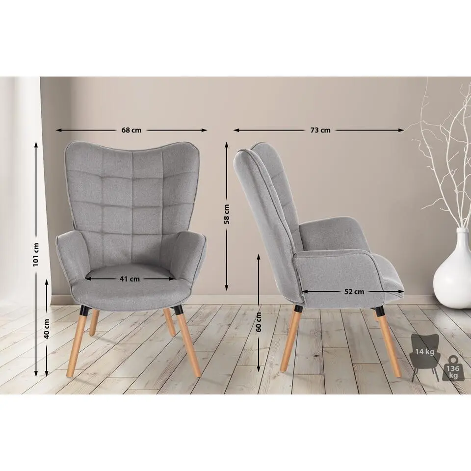 CLP Fauteuil Garding natura Frame - Stof - grijs