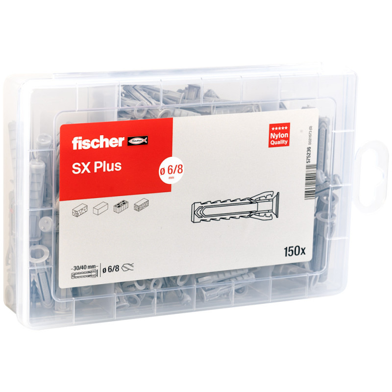 Set de chevilles SX Plus avec vis Ø 6 et 8 mm 150 pièces FISCHER