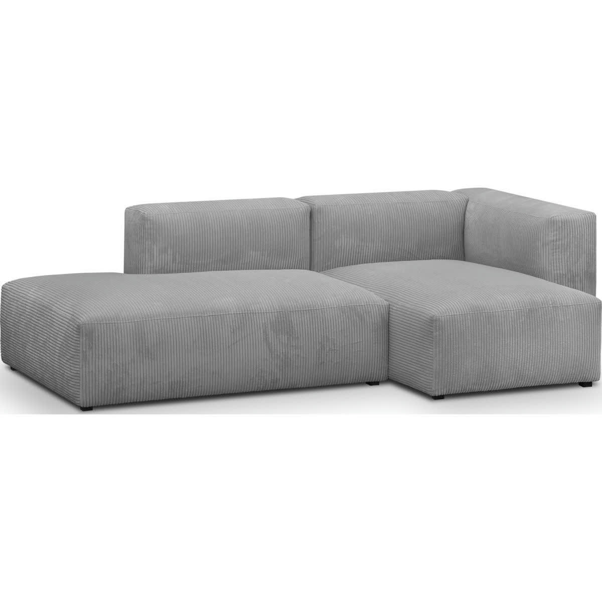 MODULO NEW - Canapé modulable angle droit 3/4 places en velours côtelé gris clair