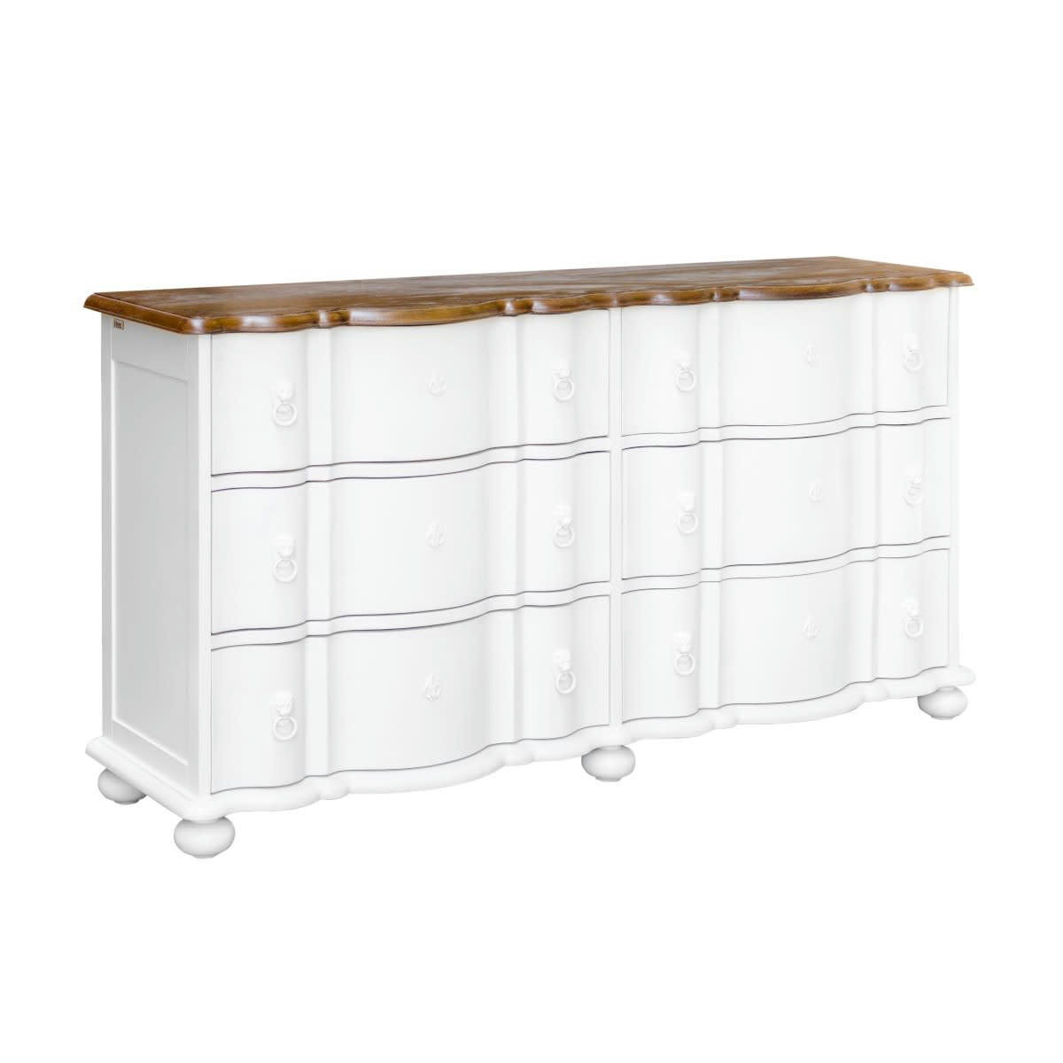 GOODMOON - Commode double plateau chêne 6 tiroirs blanc