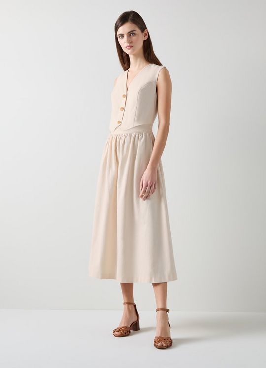Pernille Cream Waistcoat Cotton Mix Dress