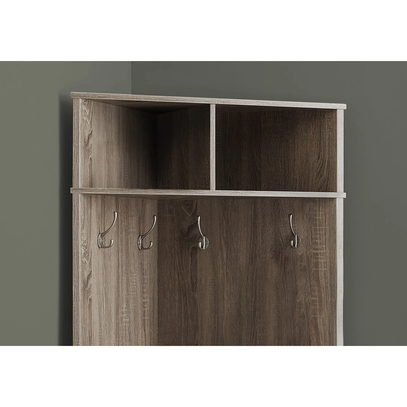 67 Dark Taupe Corner Unit Laminated Hall Tree - 33 W x 23.5 D x 67 H