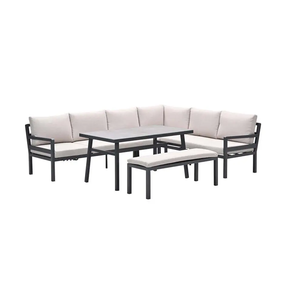 Corsica lounge-diningset - 4-dlg - rechts - carbon black - desert sand