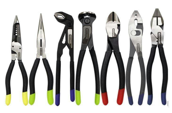 MAXIMUM Professional Grade Pliers Set, Soft Vinyl Grip, Carbon Steel, Colour Coded Tips, 7-pc