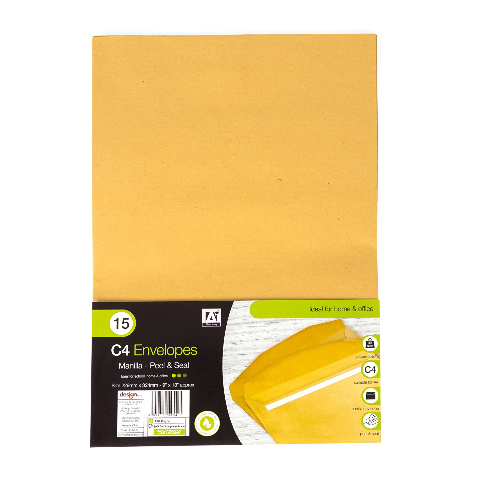 C4 Manilla Envelopes 15 Pack