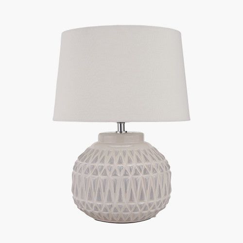 Ruma Small Bronze Textured Aztec Pattern Ceramic Table Lamp with Shade