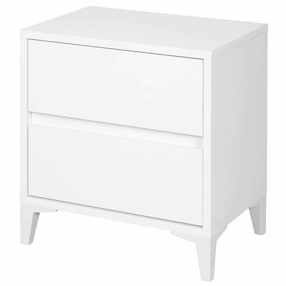 KIRA - Chevet 2 tiroirs effet bois blanc