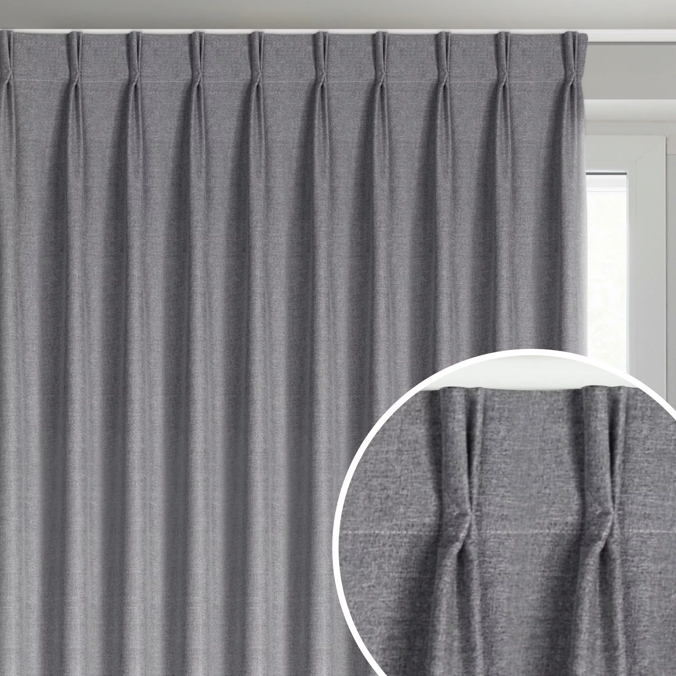 Zasłona grafitowa z 100% zaciemniającej tkaniny typu blackout 125x270 cm (wymiar podany na gotowo) system flex - NELISA