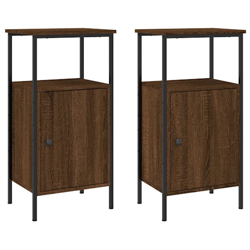 NNEVL Bedside Cabinets 2 pcs Brown Oak 41x31x80 cm Engineered Wood