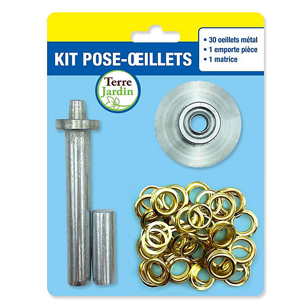 Kit pose-œillets pour bâche : installation facile et rapide 12 mm Gris