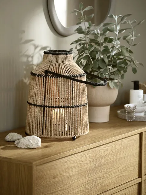 Lanterne MAALTHE Ø27xH35cm natur/sort