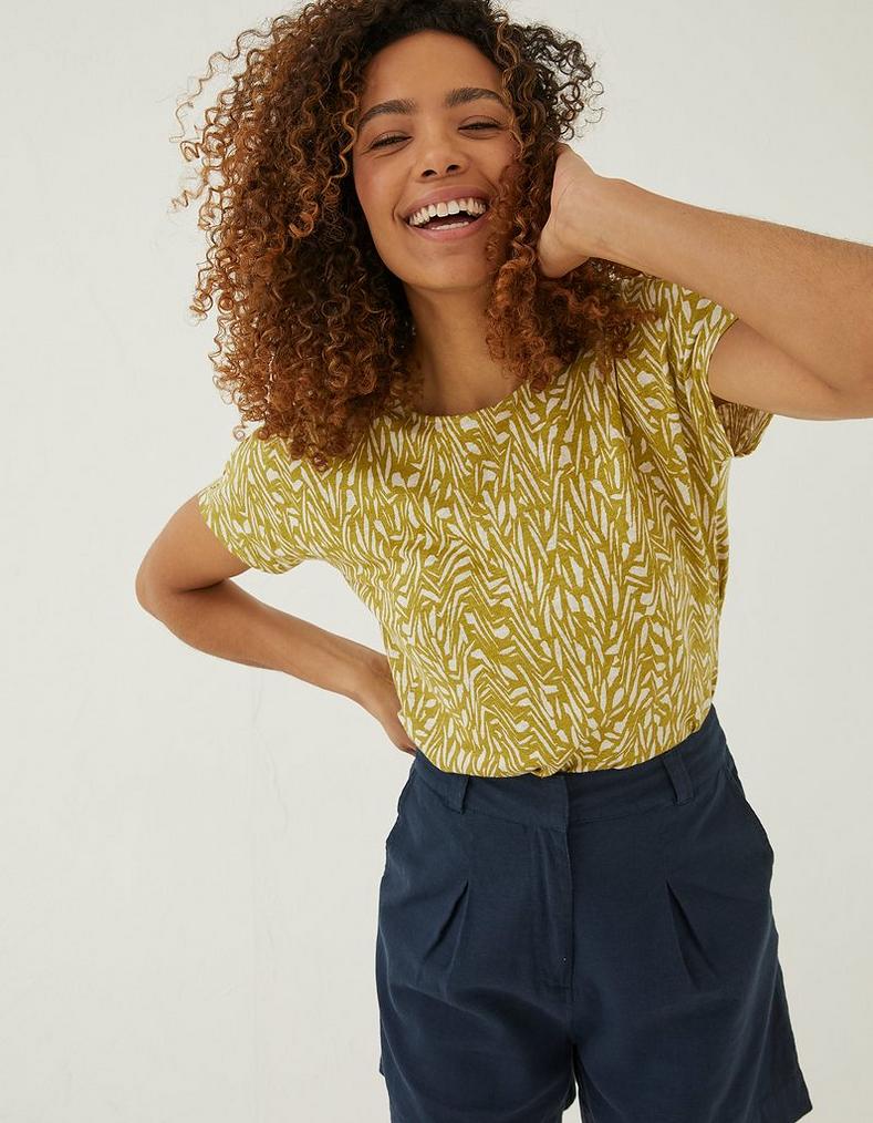 Tie Back Paint Linen T-Shirt