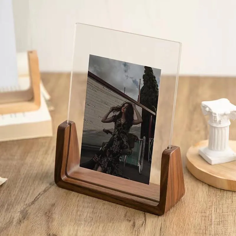 Modern Acrylic Wood Photo Frame: U-Shaped Floating Display