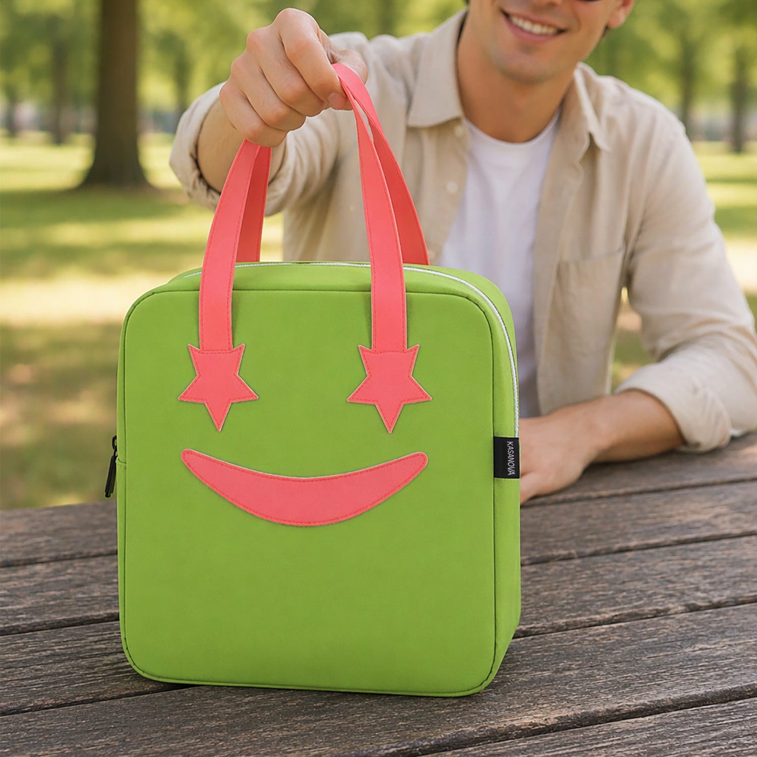 Borsa termica impermeabile 8,5 L verde sorriso con manici