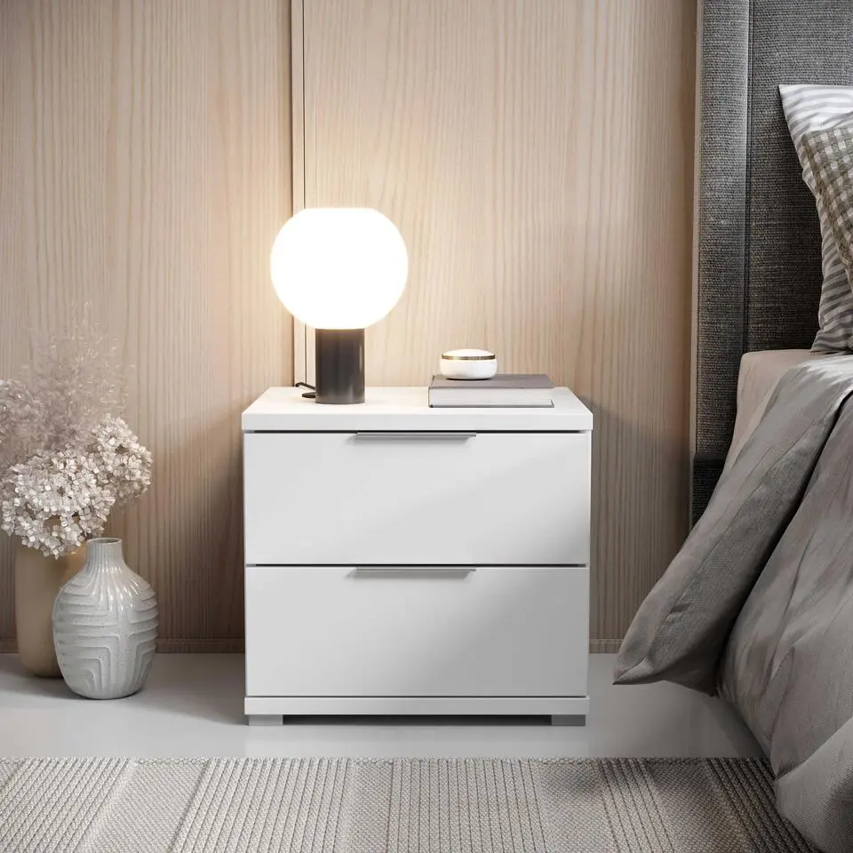 Nachtkastje Smilla - 42x46x43cm - 2 lades - wit