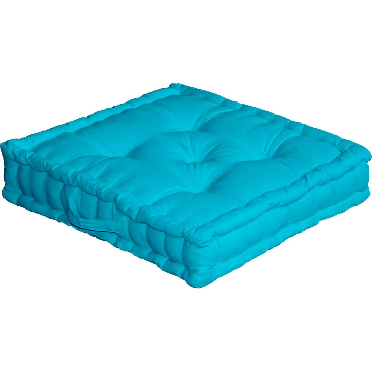 - Coussin de sol uni en coton Turquoise 50x50cm
