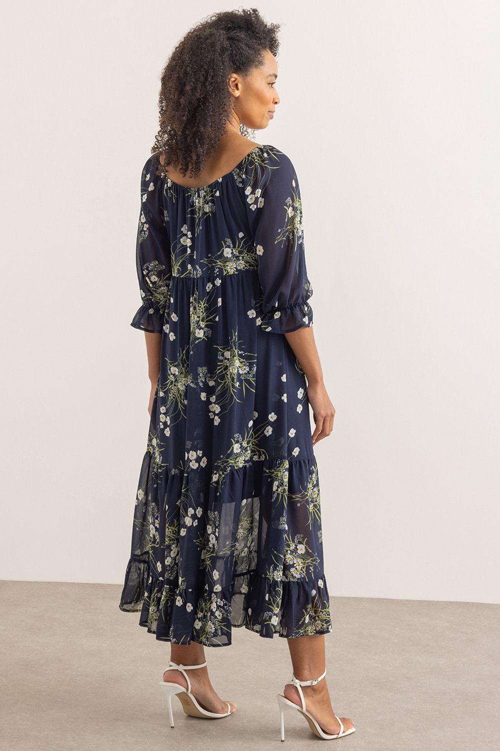 Klass. Garden Print Tiered Midaxi Dress