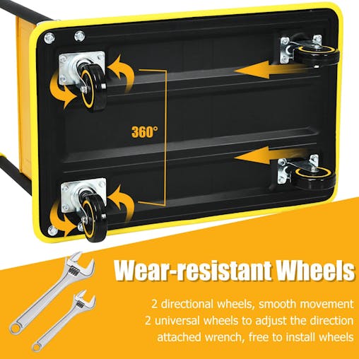 NNECW Folding Push Cart Dolly with 360 Degree Swivel Wheels for Garage/Warehouse