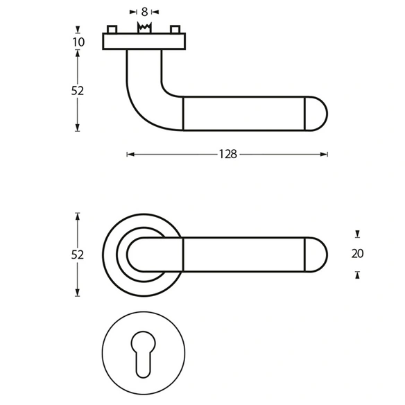 Türdrücker »Agatha«, D.52x10 mm PZ-Rosetten