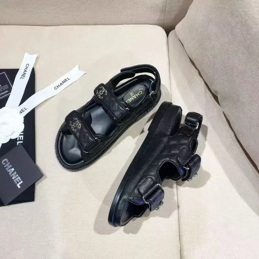 Chanel Quilted Dad Sandal Black