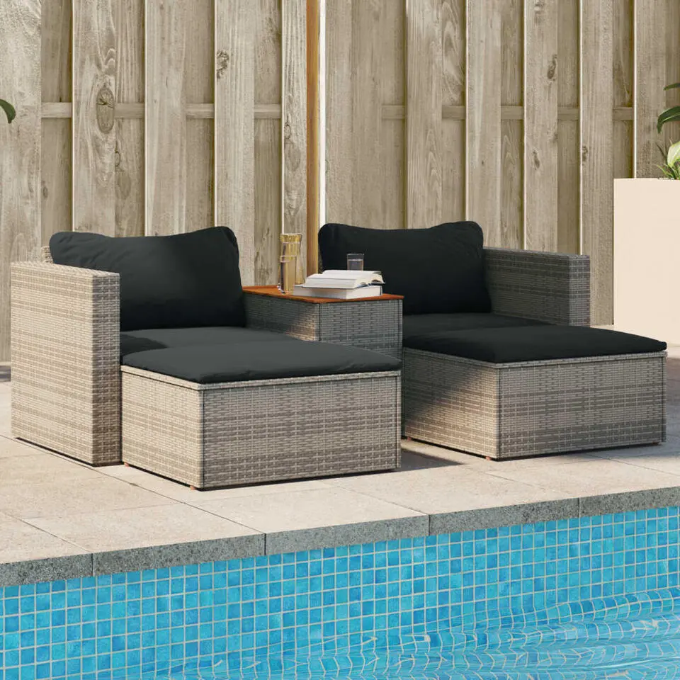 vidaXL - Loungeset - Grijs - Poly rattan