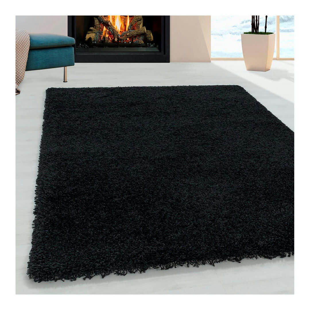 GADOL - Tapis uni design en polypropylène noir 60x110