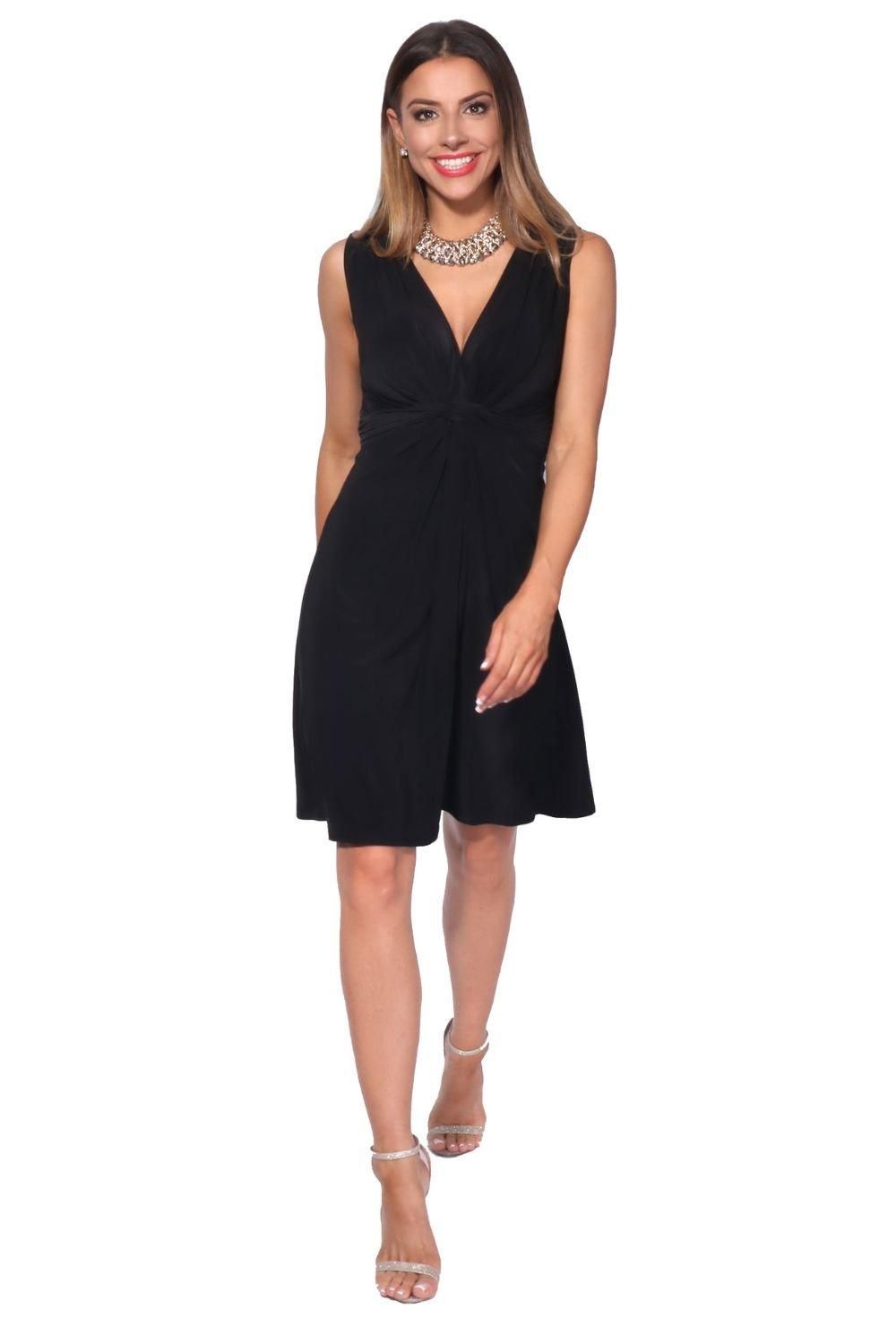 KRISP Knot Front Self Tie V Neck Dress