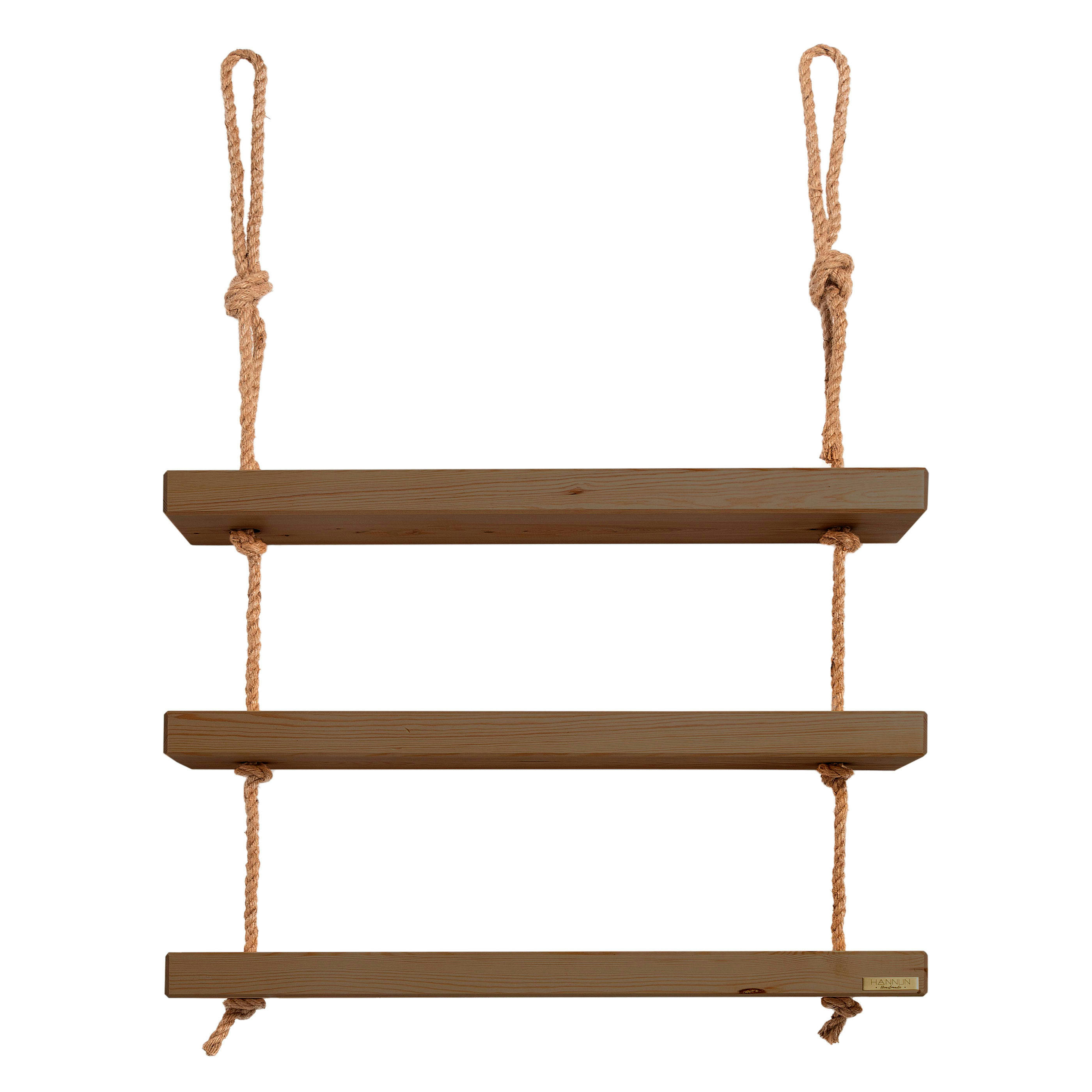 MAKEMBA - Etagère suspendue en bois couleur marron 3 étages 70 cm