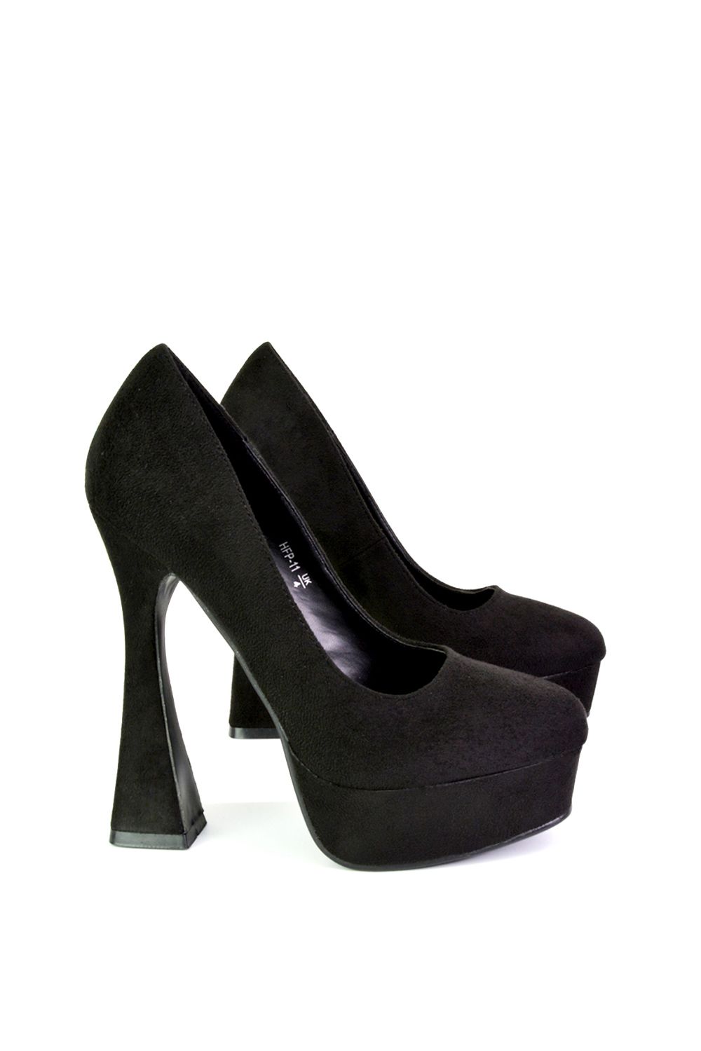 XY London Karlie' Flared Curved Stiletto Platform High Heel Court Shoes