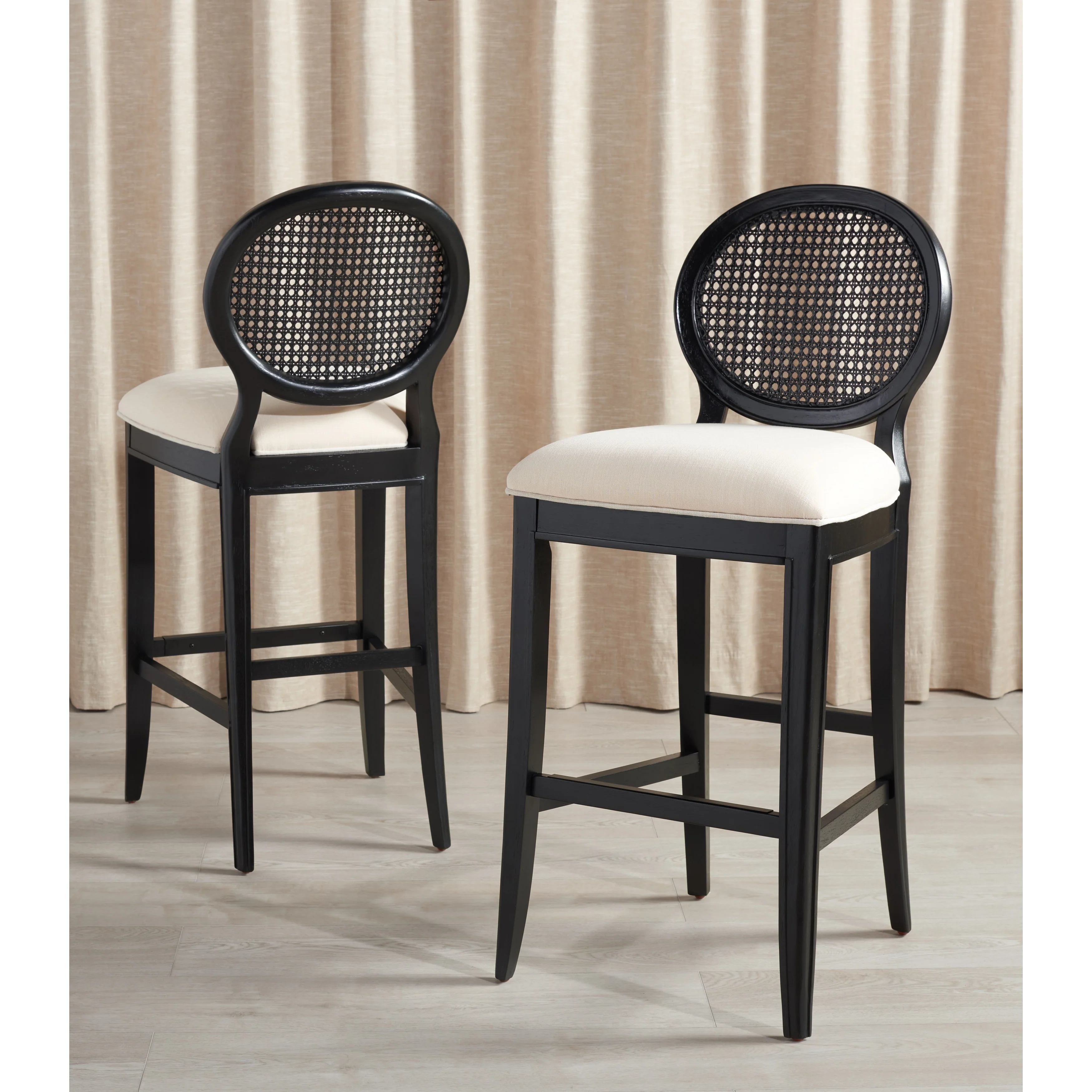 SAFAVIEH Couture Ofeliya Rattan Back Bar Stool (Set of 2) - 19Wx23Dx44H