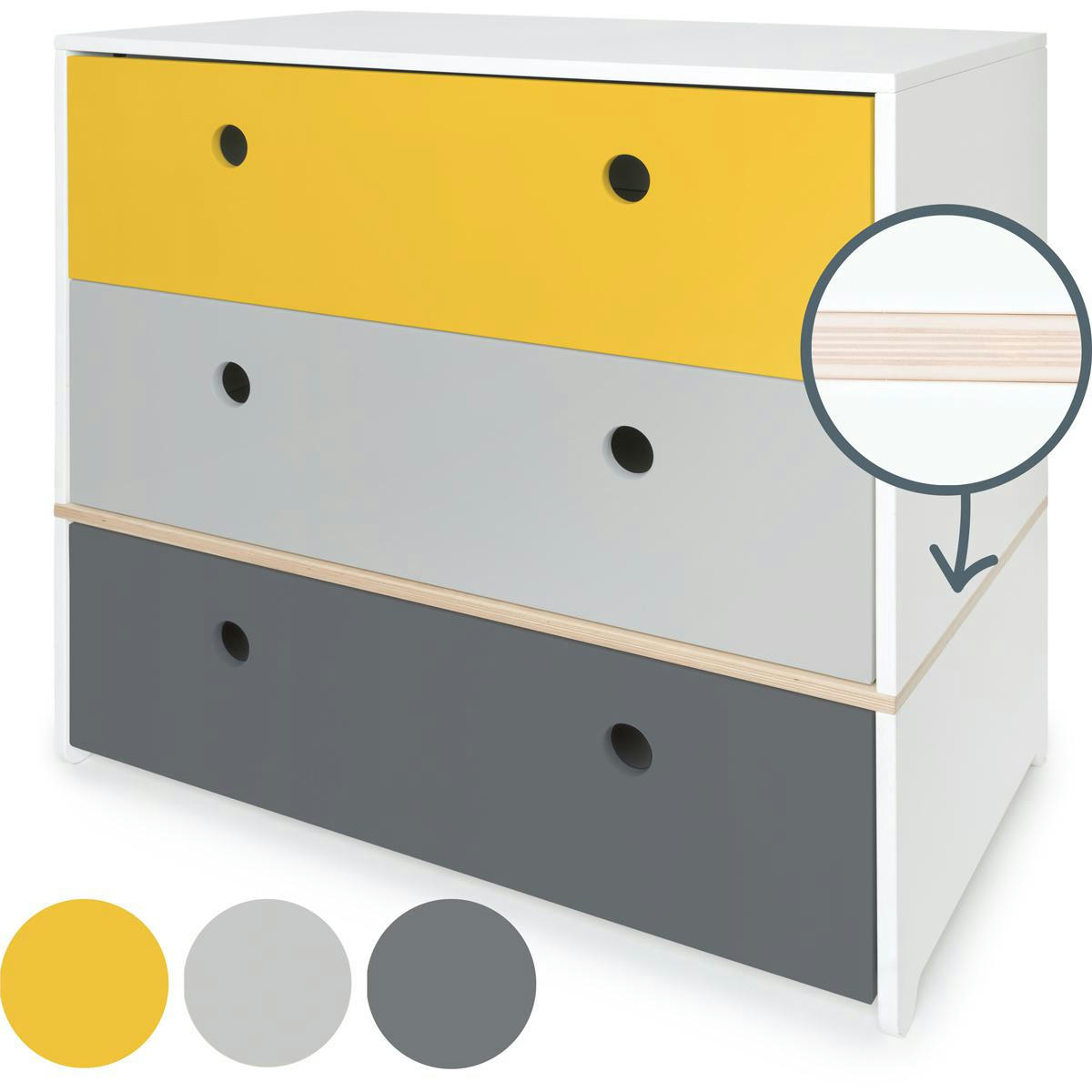 COLORFLEX - Commode jaune-gris perle-gris espace