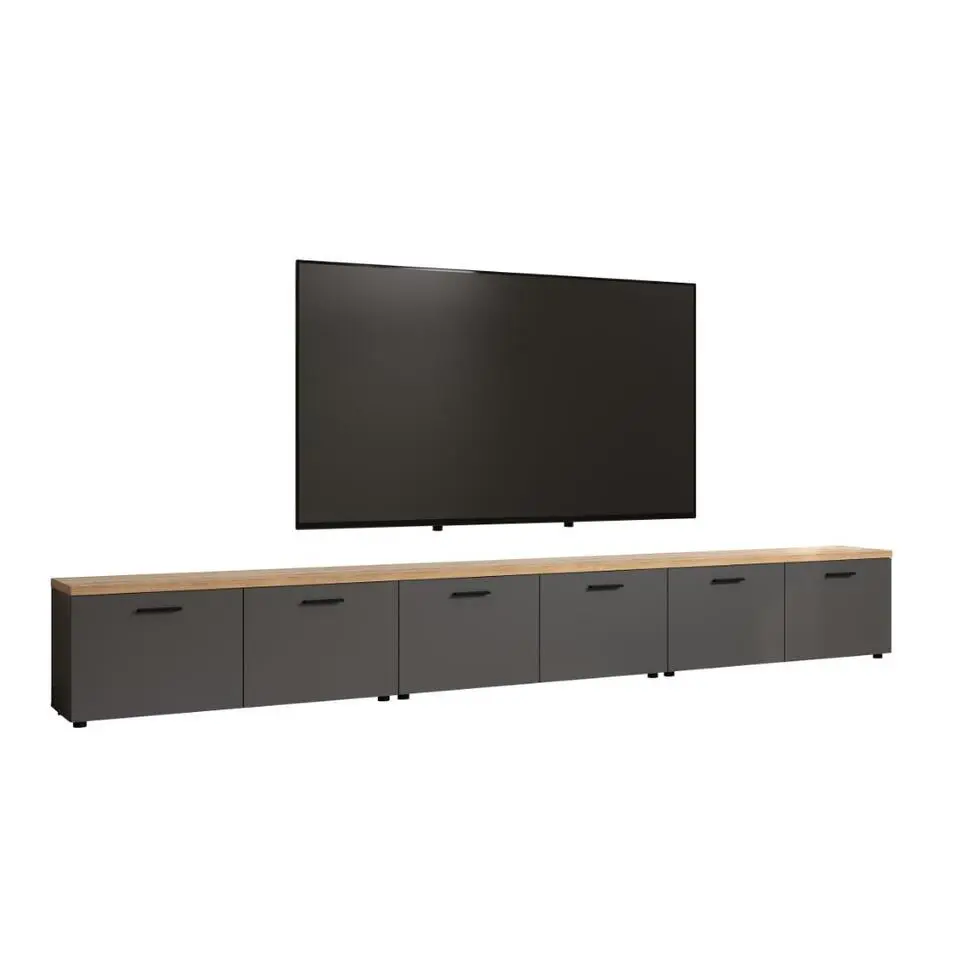 Hioshop Baggio TV-meubel 3 delen- 6 deuren antraciet