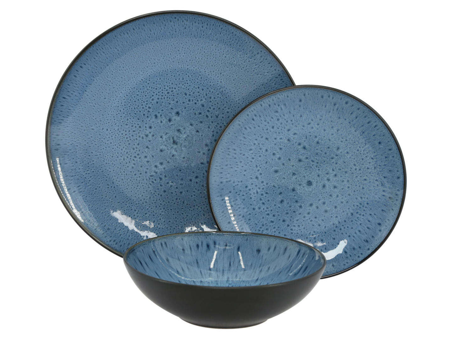 Komplet obiadowy 18 el. ceramiczny Yugen niebieski
