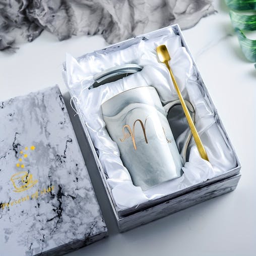 NNETM Chic Marble Ceramic Coffee Mug Set