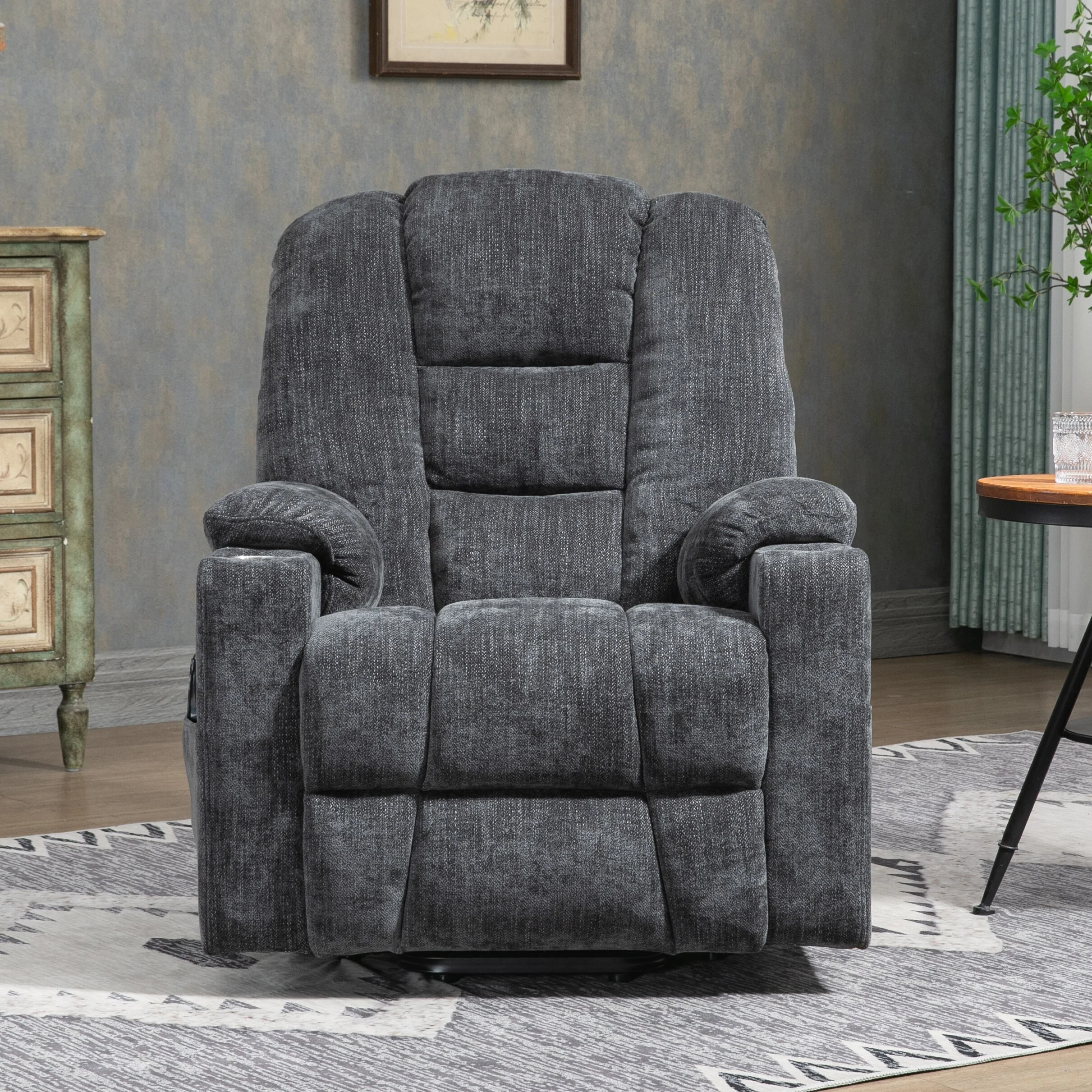 Large Power Lift Recliner Chair with Massage and Heat for Elderly, Overstuffed Wide Recliners