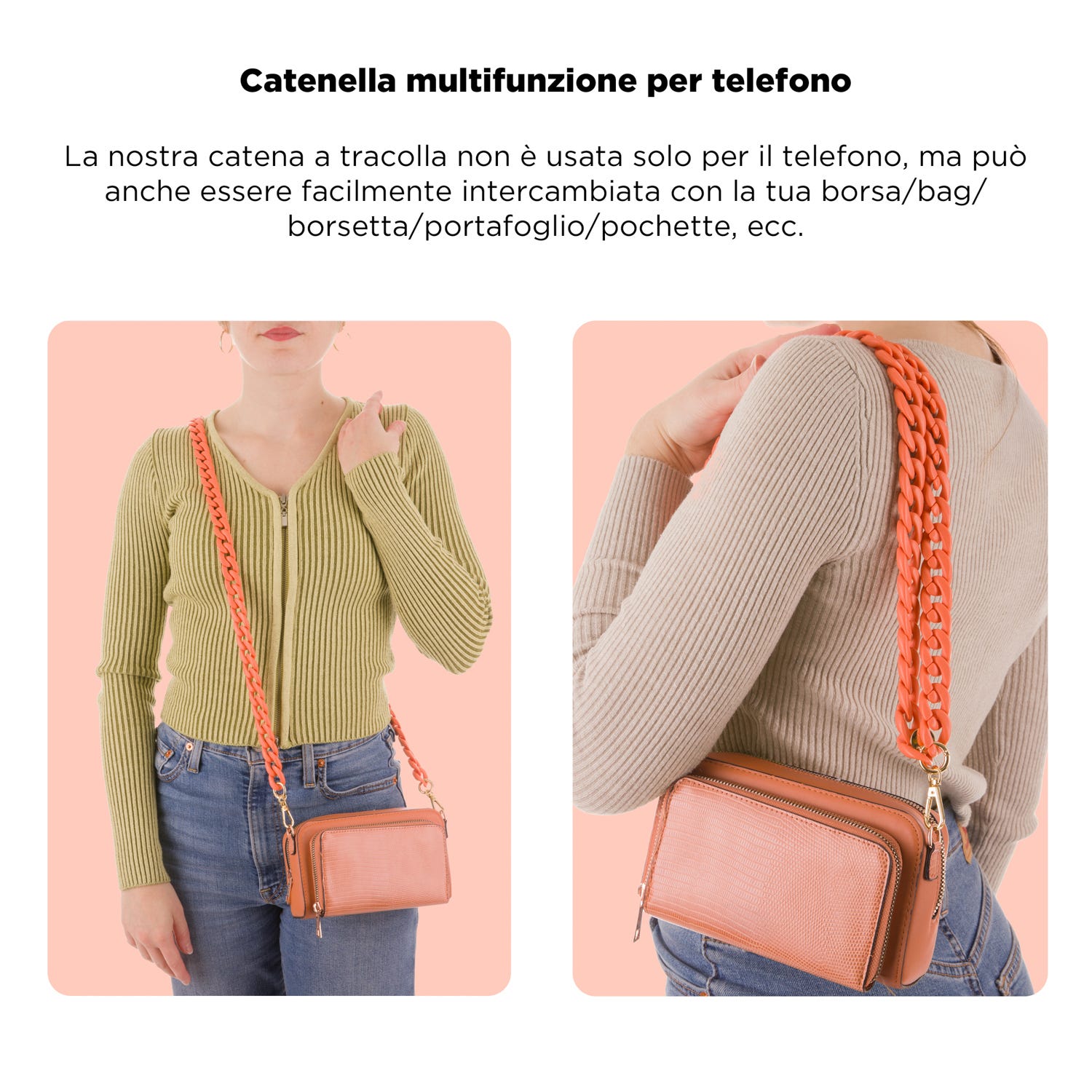 Tracolla smartphone e borsetta arancio fluo 120 cm – Fashionally