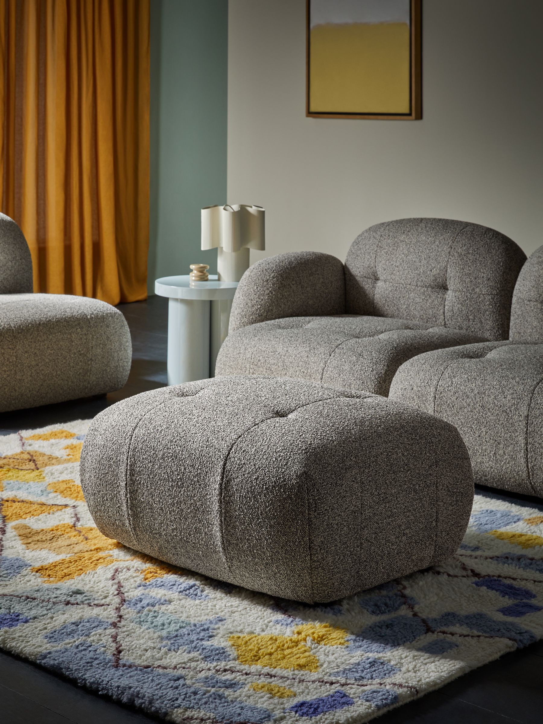 Alban Modular Footstool in Grey Marl Pax Boucle
