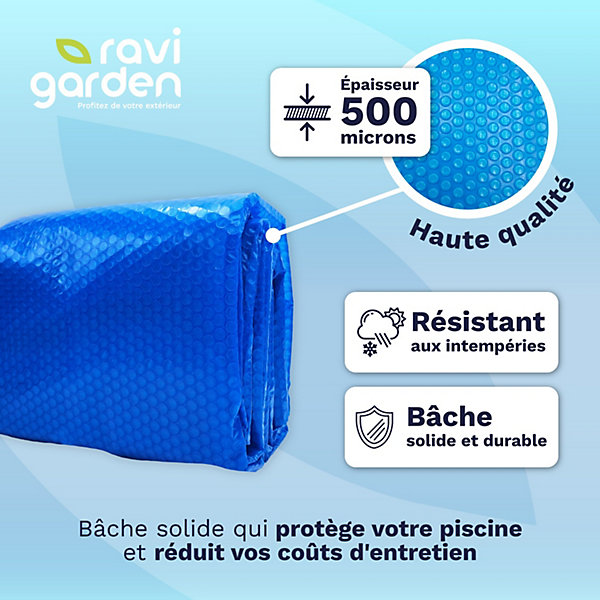 Bâche à bulles pour piscine rectangulaire 4 x 2 m 500 microns - Ravigarden