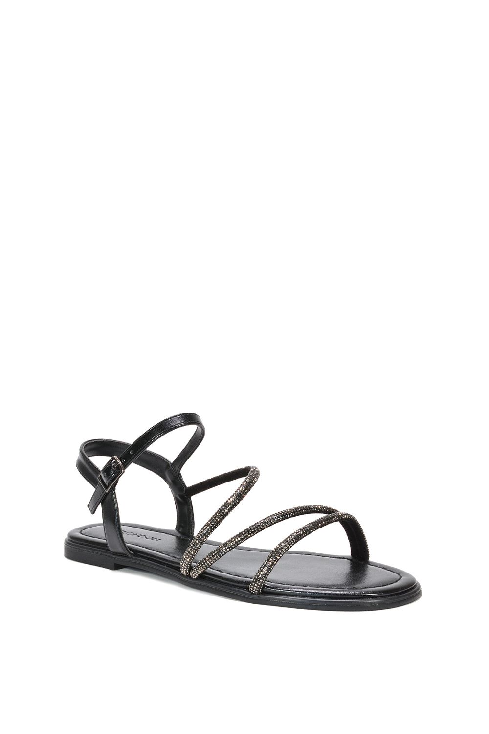XY London Talitha' Strappy Flat Sandals With Embellished Diamantes
