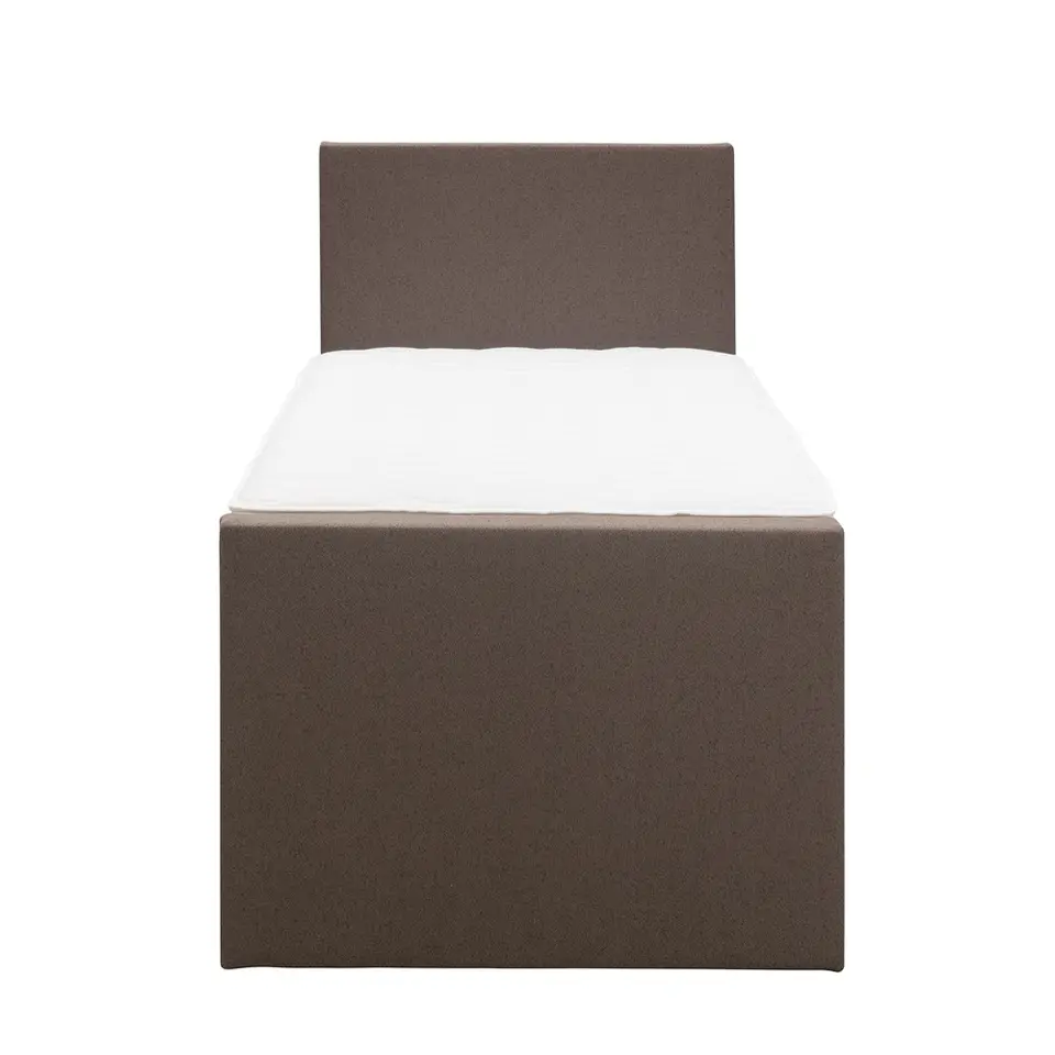 Boxspring met voetbord Liv egaal - donkerbruin - 90x200 cm - vierkante poot