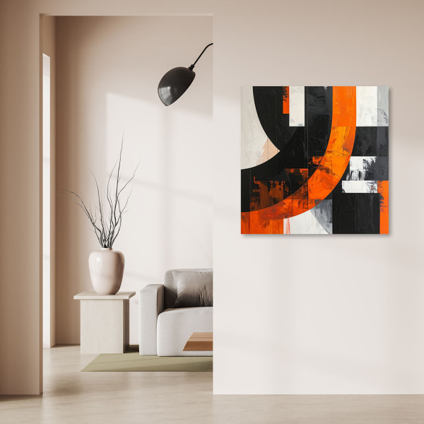 Obraz do salonu pokoju biura, Abstrakcja kształty czarno 20x20