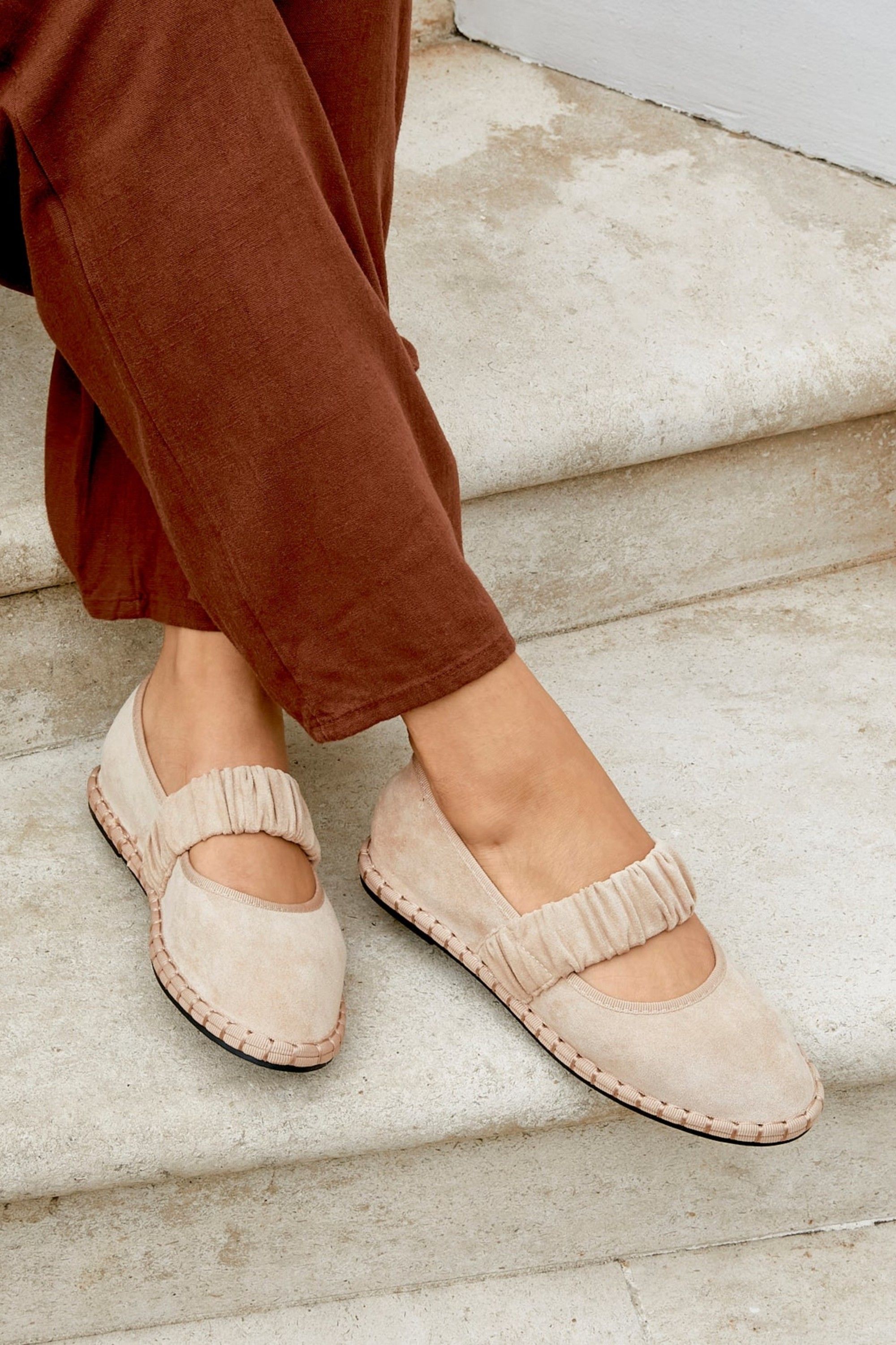 Linzi Lorella Beige Faux Suede Mary Jane Pumps