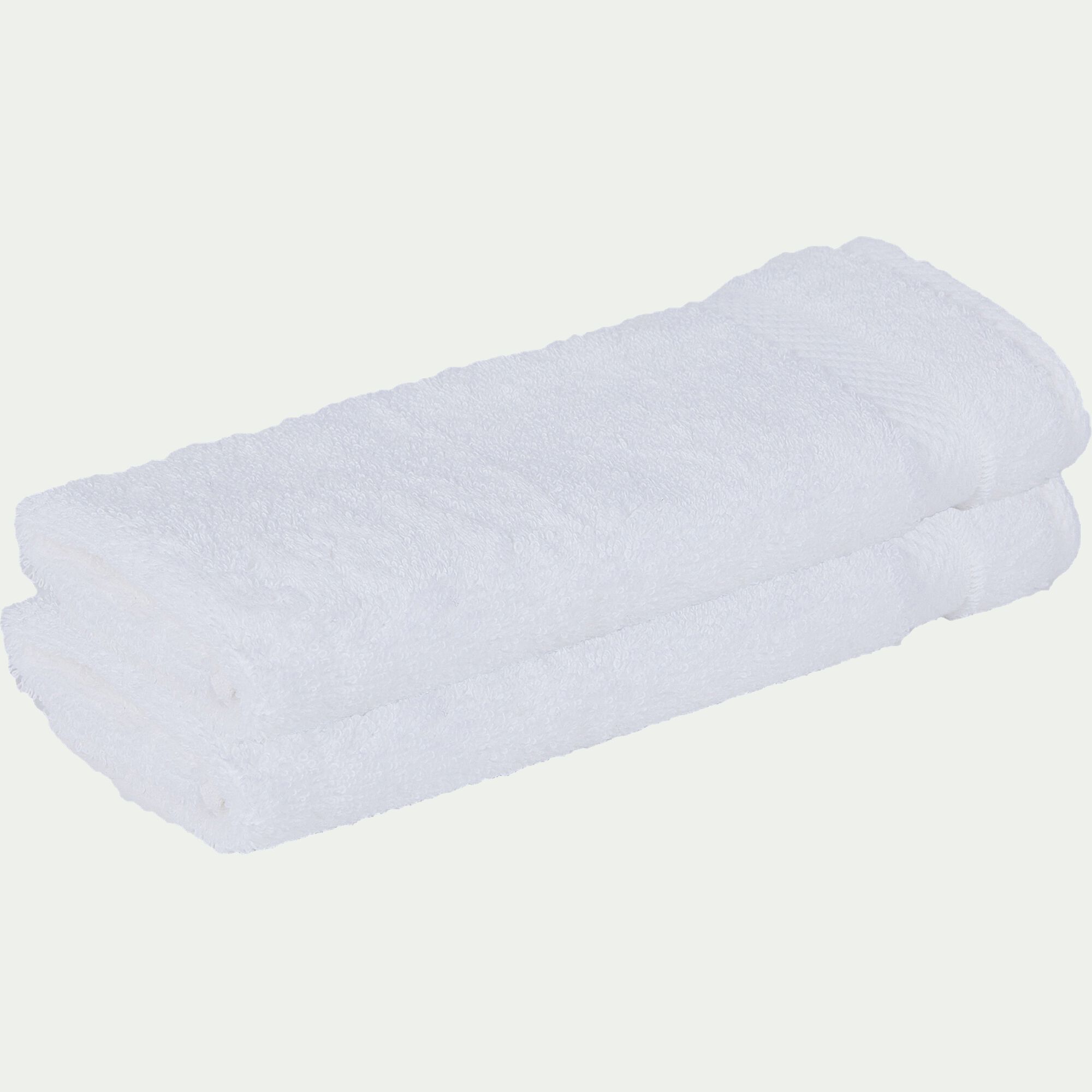 AZUR - Lot de 2 serviettes invité en coton peigné - blanc optique 30x50cm