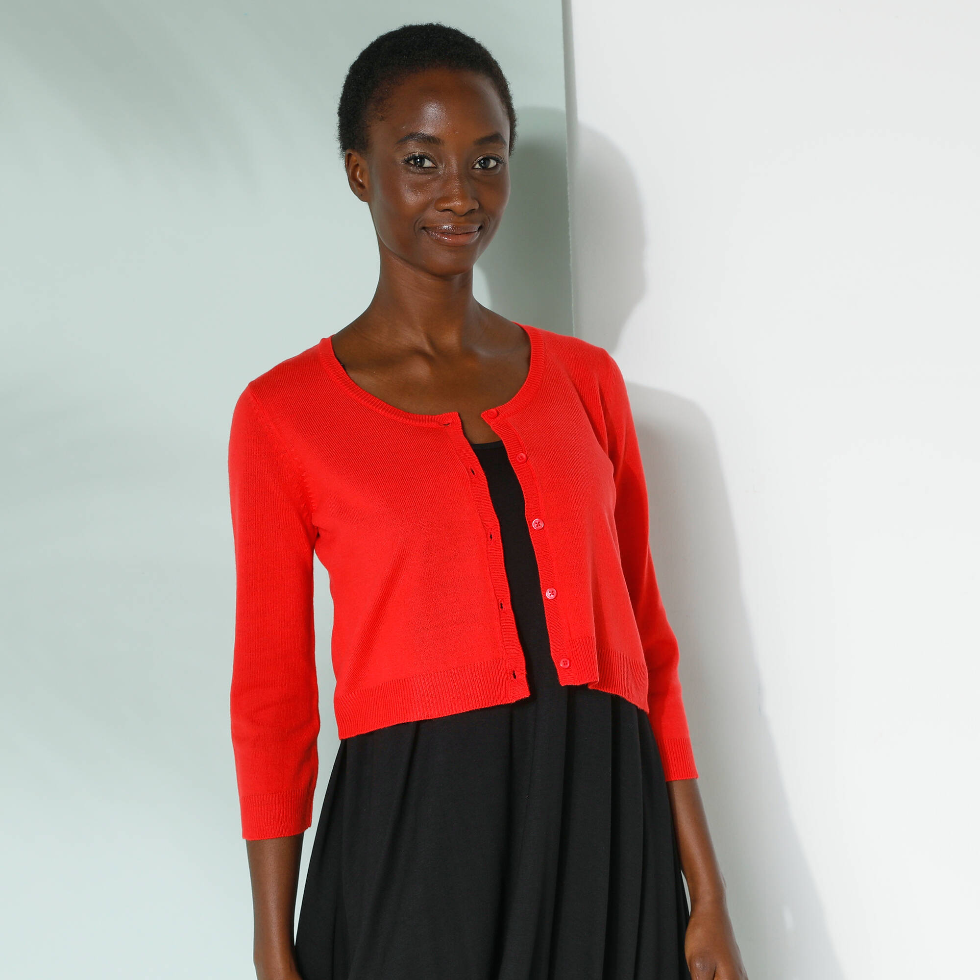Gilet boléro boutonné, toucher doux