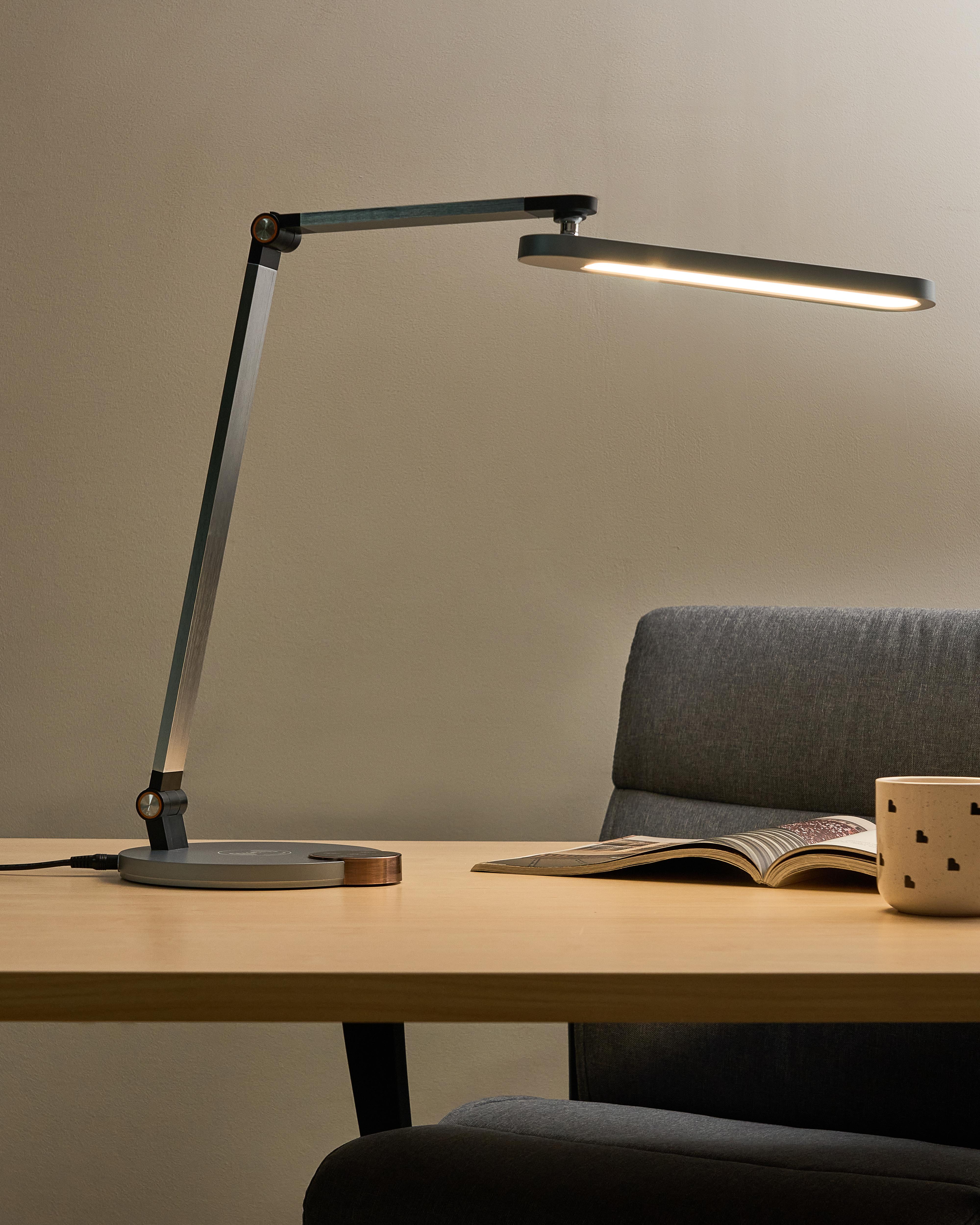 LED Desk Lamp CAROY with Wireless Charger Grey