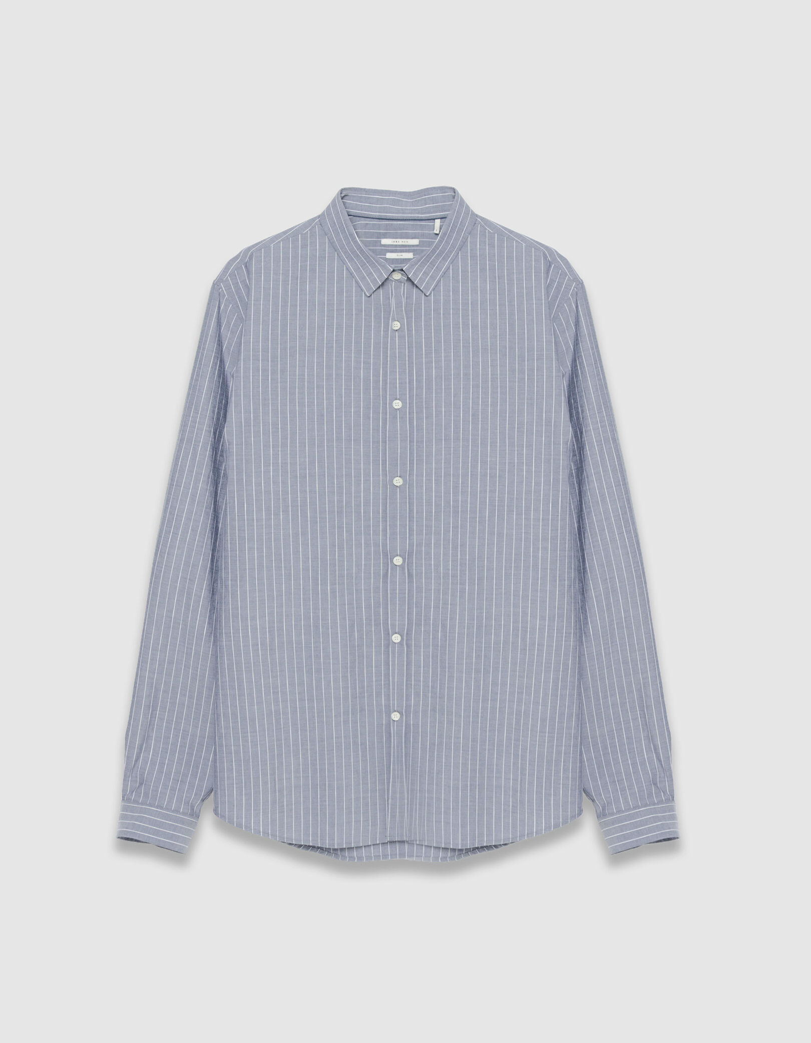 Chemise slim bleu grisé coton bio rayures tennis Homme